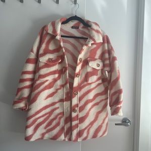 Pink and white shacket